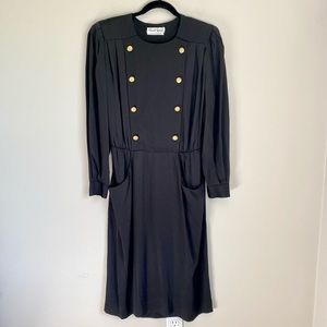 *VINTAGE* 80s Black Albert Nipon Executive Dress Size 10